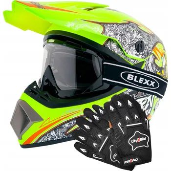 Helma na motorku Krosová helma, brýle, rukavice | Sada na cross, čtyřkolku, enduro, ATV, kolo BMX M