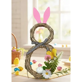 Velikonoční dekorace Velikonoční věnec, velikonoční věnce, dekorace, aranžmá, zajíčci, králík, 30 cm