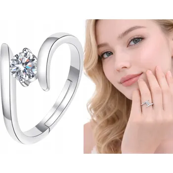 Prsten Prstýnek dámský stříbrný nastavitelný se zirkonem, elegantní