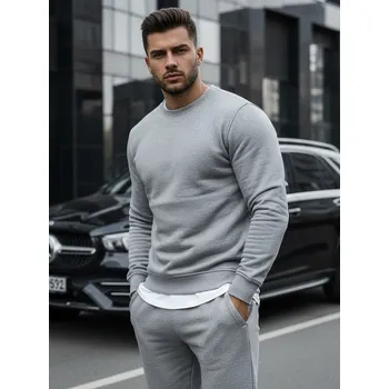 Pánská mikina Pánská hladká šedá mikina BX3354 XXL