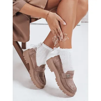 Dámské polobotky Dámské semišové béžové mokasíny FashionStreet ZY1128 39