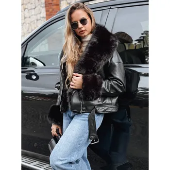 Dámská bunda Dámská chlupatá bunda ramones černá FashionStreet TY5233 L