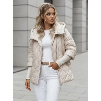 Dámská bunda Dámská přechodná prošívaná bunda oversize PUFFILOF light beige FashionStreet TY4856 L