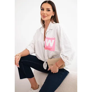 Dámská košile Dámská bavlněná košile s pásky a vázáním béžová UNI