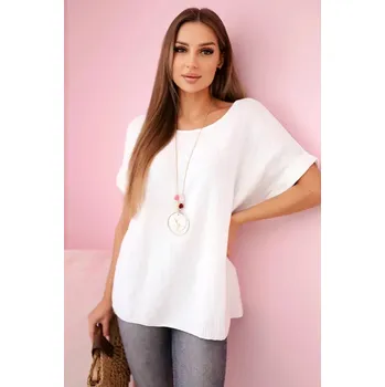 Dámská halenka Mušelínová halenka s náhrdelníkem bílý UNI