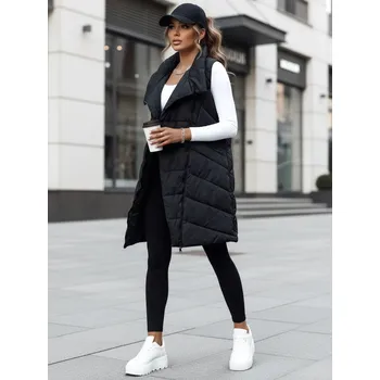 Dámská vesta Dámská prošívaná dlouhá vesta bez kapuce SERKIS černá FashionStreet TY4524 XL