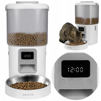 Miska pro psa Automatický podavač dávkovač krmiva pro kočky a psy 4,5L miska Peluvio Crispy