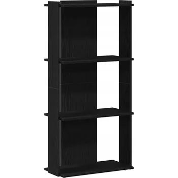 Knihovna 3-patrový regál na knihy, černý, 60x30x120 cm