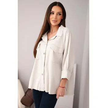 Dámské tričko Dámská bavlněná košile s kapsami béžová UNI