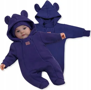 Kojenecký overall OVERAL pro CHLAPCE vel. 74 na DVA ZIPY, dvouvrstvý, přechodný, TMAVĚ MODRÝ