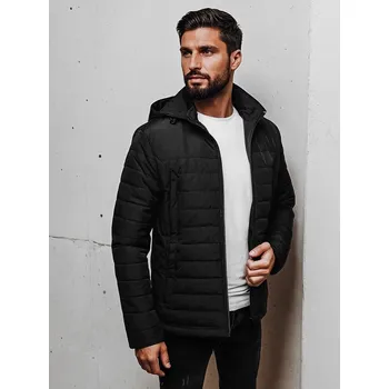 Pánská bunda Pánská přechodná prošívaná bunda s kapucí černá FashionStreet TX5007 93