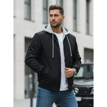 Pánská bunda bomber s kapucí černá FashionStreet TX5021 L