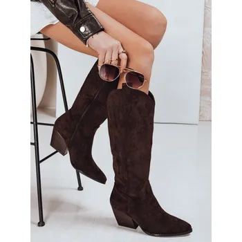 Dámské polobotky Dámské semišové kovbojské boty hnědé FashionStreet ZY1328 36