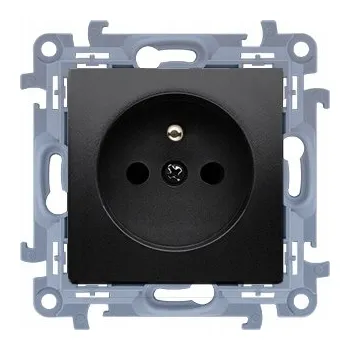 Elektrická zásuvka Zásuvka Kontakt-simon Simon 10, matná černá, s uzemněním, 1 ks