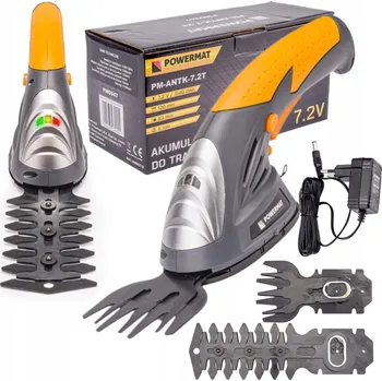 Zahradní nůžky POWERMAT AKUMULÁTOROVÉ NŮŽKY NA TRÁVY, KEŘE A ŽIVÝ PLOT 7.2V PM-ANTK-7.2T