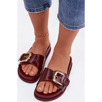 Dámské žabky Dámské pantofle s zlatou sponou bordové Rosivana 41