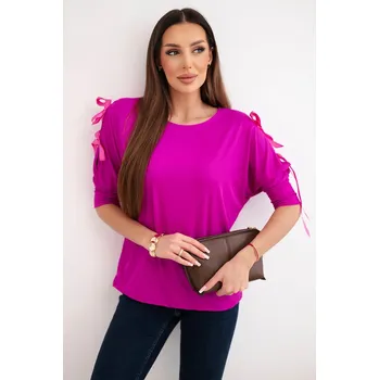 Dámská halenka Dámská viskózová blůza s dekorativními stuhami tmavě fialová UNI