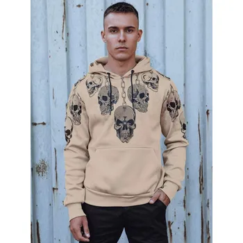 Pánská mikina Pánská mikina s kapucí béžová FashionStreet BX5842 XXL