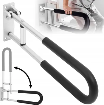 Zabezpečení domácnosti SKLÁDACÍ MADLO DO KOUPELNY 90° VERTIKÁLNÍ PRO INVALIDY NOSNOST 100 KG