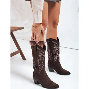 Dámské polobotky Dámské semišové kovbojské boty hnědé FashionStreet ZY1161 37