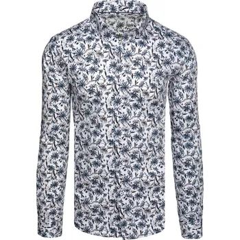 Pánská košile Pánská květinová bílá košile FashionStreet DX2668 XL