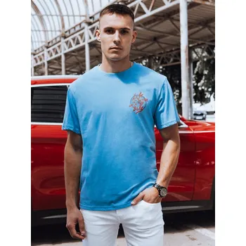 Pánské tričko Pánské světle modré tričko s potiskem FashionStreet RX5492 M