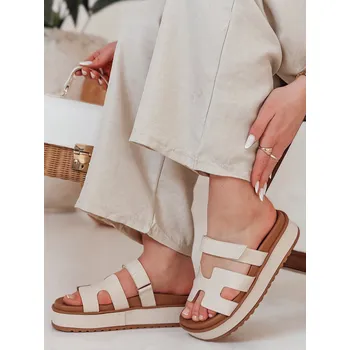 Dámské polobotky Dámské žabky na suchý zip PLATFOR beige FashionStreet ZY0866 39