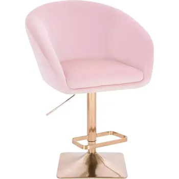 Barová židle LuxuryForm DESIGN Barová židle VENICE VELUR na zlaté hranaté podstavě - růžová