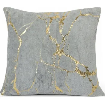 Povlak na polštářek Dekorační povlak na polštář 45x45 Šedý zlatý mramorový vzor měkký plyšový