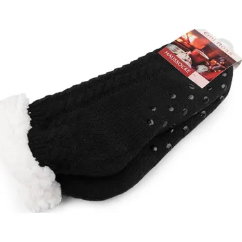 Dámské ponožky Dámské / dívčí ponožky zimní s kožíškem a protiskluzem Emi Ross, velké, 42 (vel. 35-38) černá