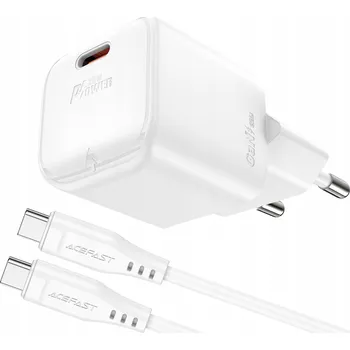 MINI SÍŤOVÁ NABÍJEČKA PD 20W GAN S KABELEM USB-C BÍLÁ