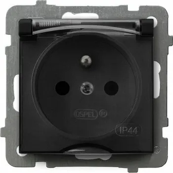 Elektrická zásuvka Ospel AS Zásuvka s krytím proti stříkající vodě, černá