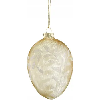 Vánoční ozdoba Skleněná vánoční ozdoba ve tvaru vajíčko zlatá 11,5 cm VILLA ITALIA