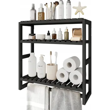 Koupelnový nábytek Koupelnový regál Bamworld černý 15 x 43 x 43 cm