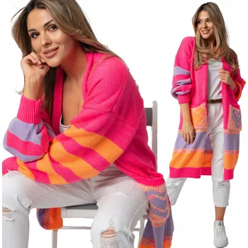 Dámský svetr Setin dámský svetr růžový rovný ke kolenům univerzální velikost