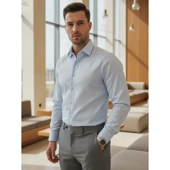 Pánská košile Pánská elegantní hladká modrá košile REGULAR FIT FashionStreet DX2687 L