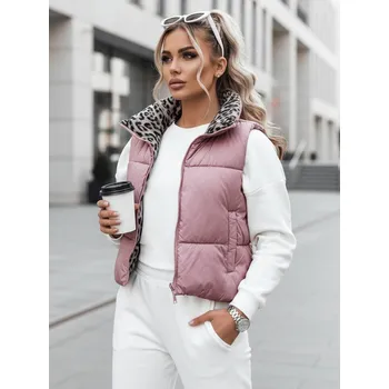 Dámská vesta Dámská přechodná krátká prošívaná dvoucestná růžová vesta LEOVELLA FashionStreet TY5492 XL
