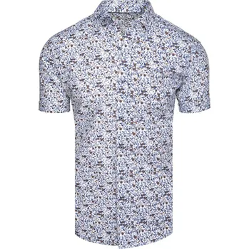 Pánské tričko Pánská vzorovaná košile s krátkým rukávem bílá FashionStreet KX1075 XXL