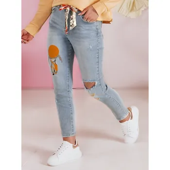 Dámské kalhoty Dámské džínové kalhoty slim fit s páskem GIRLHOOD modré FashionStreet UY2484 XL