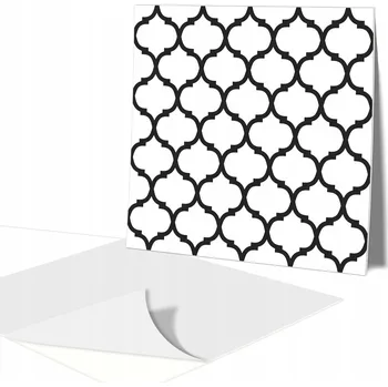 Dlažba Samolepicí vinylové obklady KACHLIČKY na zeď Marocký vzor černo-bílé, 9 ks