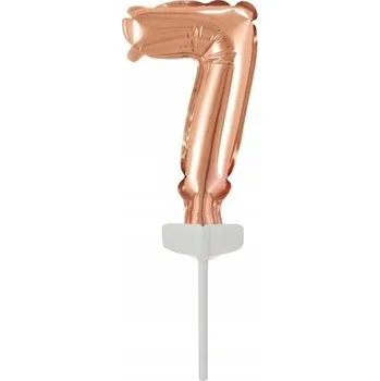 Balónek Fóliový balónek mini číslice 7 růžové zlato 7,5 x 12 cm