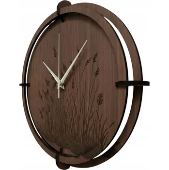Hodiny Designové dřevěné hodiny na zeď - motiv trávy | Ořech wenge Stříbrné ručičk