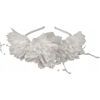 Čelenka VĚNČEK ČELENKA KVĚTINY BÍLÉ K PRVNÍMU SVATÉMU PŘIJÍMÁNÍ PERLIČKY