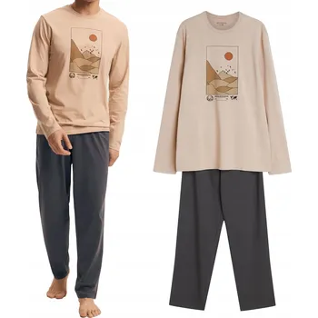 Pánské pyžamo Pánské pyžamo Luro Henderson | béžové, šedé L