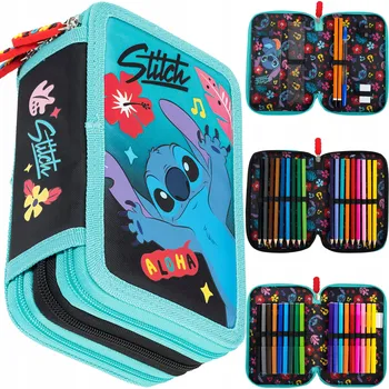 Penál Penál rozkládací trojitý s vybavením St. Majewski STITCH Mint Aloha