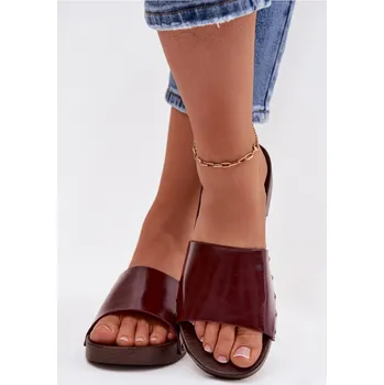 Dámské žabky Dámské pantofle s přezkami na nízkém podpatku bordó Brinalle 37