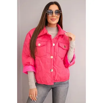 Dámská jarní prošívaná bunda s květinovým vzorem růžová UNI