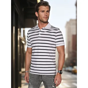 Pánské tričko Pánská pruhovaná polokošile bílá FashionStreet PX0638 XL