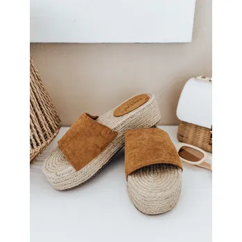 Dámské polobotky Dámské žabky SUMMERRY camel FashionStreet ZY0986 38