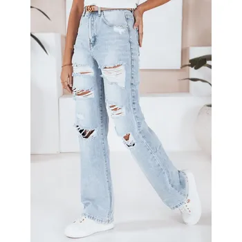 Dámské kalhoty Dámské široké džíny s dírami modré FashionStreet UY2801 XL